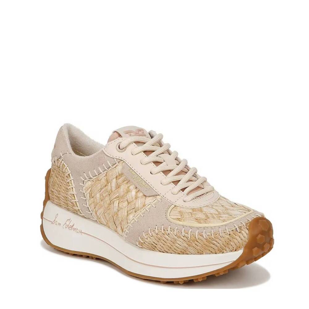 NEW SAM EDELMAN women's jianna lace up platform sneaker in mesh/suede/nubuck/war
